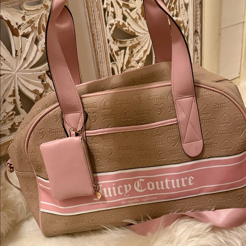 Juicy Couture Beige and Pink Logo Travel Duffle - Picture 7 of 10
